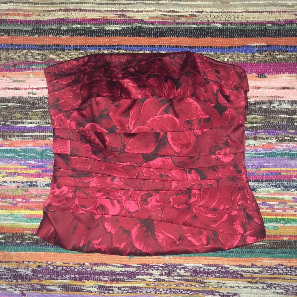 White House Black Market Red Floral Corset